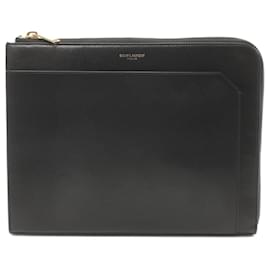 Saint Laurent-Clutch de couro preto Saint Laurent-Preto