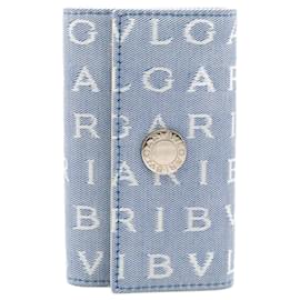 Bulgari-Estojo de Chaves Bvlgari Lettare Logomania 6 Chaves-Azul claro