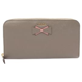 Prada-Prada Saffiano Fiocco Lange Brieftasche-Beige