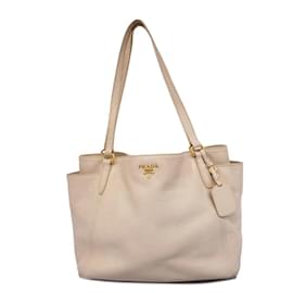 Prada-Prada Ivory Leather Shoulder Bag-Cream