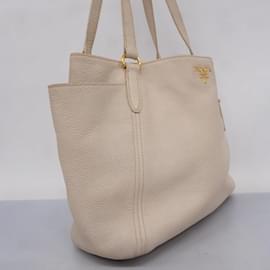 Prada-Prada Ivory Leather Shoulder Bag-Cream