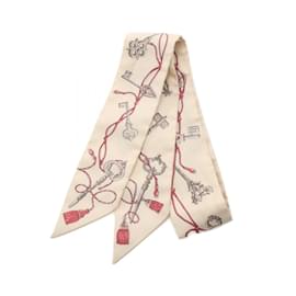 Hermès-Hermes Twilly Les Cles a Pois Silk Scarf-Multiple colors,Beige