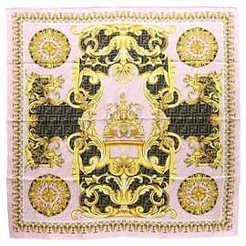 Lenço de seda Fendi Versace Marrom Rosa