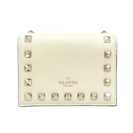 Valentino-Carteira bi-fold de couro Off-White da Valentino-Fora de branco