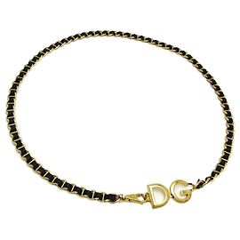 Dolce & Gabbana Black Leather Chain Belt Black