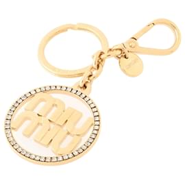 Miu Miu-Chaveiro dourado Miu Miu com strass-Dourado