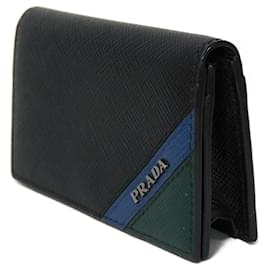 Prada-Porta-cartões preto Saffiano Prada-Preto