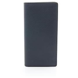 Louis Vuitton-Louis Vuitton Navy Leather Bi-Fold Long Wallet-Navy blue