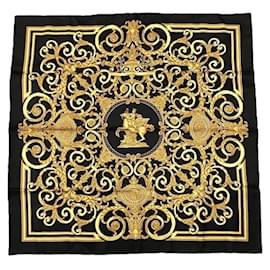 Hermès-Hermes Carré 90 Tulleries Park Scarf-Black,Golden