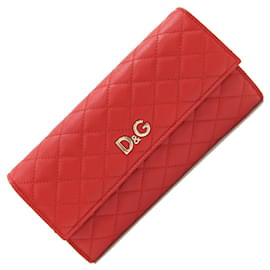 Dolce & Gabbana-Dolce & Gabbana rotes Leder Bi-Fold Langgeldbörse-Rot