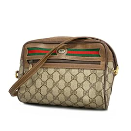 Gucci-Gucci Schultertasche GG Supreme Sherry Line-Braun,Beige