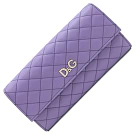 Dolce & Gabbana-Dolce & Gabbana Purple Leather Bi-fold Long Wallet-Purple