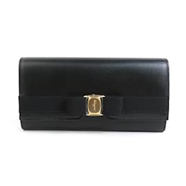 Salvatore Ferragamo-Portefeuille bi-fold en cuir noir Salvatore Ferragamo-Noir