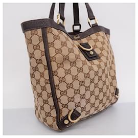 Gucci-Bolsa tote de lona marrom Gucci-Marrom