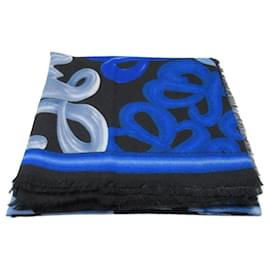 Loewe-Loewe Blue Silk Cashmere Scarf-Blue