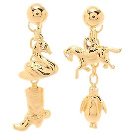 Marni Gold Plated Multi-Charm Stud Earrings Golden