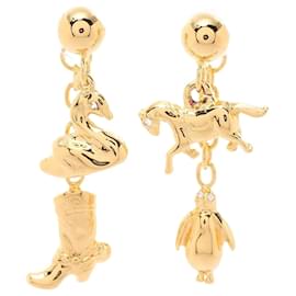 Marni-Marni Gold Plated Multi-Charm Stud Earrings-Golden