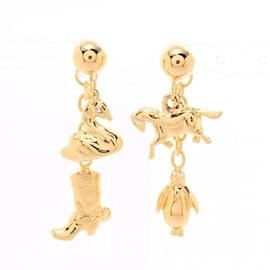 Marni-Marni Gold Plated Multi-Charm Stud Earrings-Golden