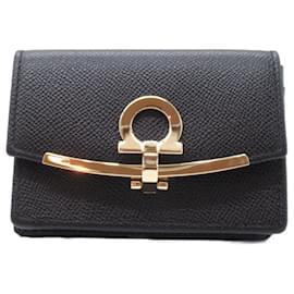 Salvatore Ferragamo-Porte-cartes en cuir Salvatore Ferragamo-Noir