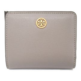 Tory Burch Bi-fold Wallet in Embossed Leather Brown Grey