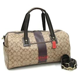 Coach-Sac Boston Coach en beige et marron foncé-Beige,Marron foncé