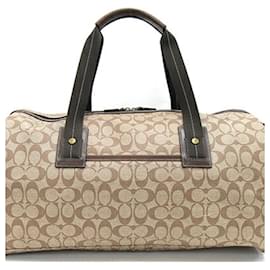 Coach-Coach Boston Bag in Beige and Dark Brown-Beige,Dark brown