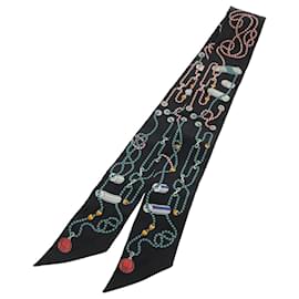 Hermès-Hermes Black Silk Scarf-Black