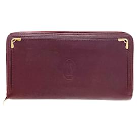 Cartier-Cartier Long Wallet in Burgundy Leather-Dark red