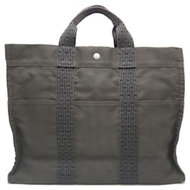 Hermès-Bolsa Hermes Tote MM em lona nylon Air Line cinza-Marrom