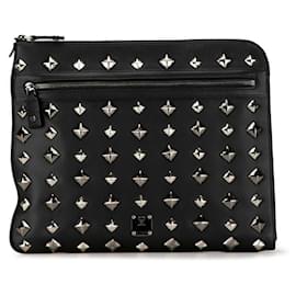 MCM-MCM Visetos Glam Studs Clutch Bag-Black,Silvery