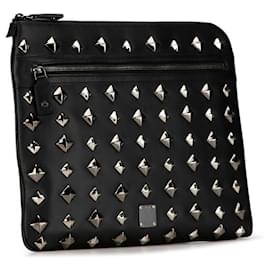 MCM-Bolsa de Clutch MCM Visetos Glam Studs-Preto,Prata