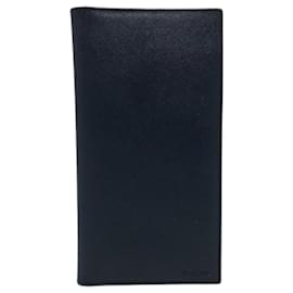 Prada-Prada Navy Leather Bi-Fold Wallet-Navy blue