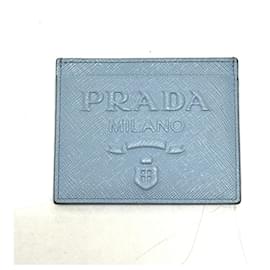 Prada-Prada 1MC025 Light Blue Leather Card Case-Blue