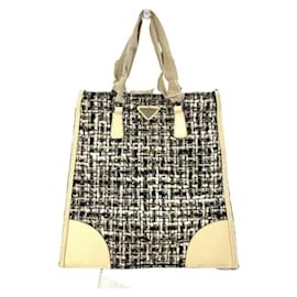 Prada-Beige Tweed-Handtasche von Prada-Beige