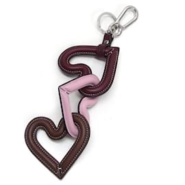 Loewe-Loewe Triple Heart Chain Keychain-Pink,Red,Dark red,Dark brown