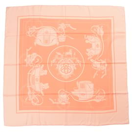 Hermès-Hermes Carre 90 EX-LIBRIS Silk Scarf-Pink