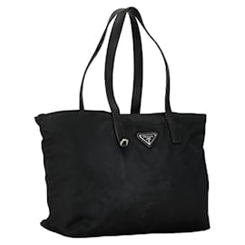 Prada-Prada Triangle Plate Handbag Tote Bag-Black