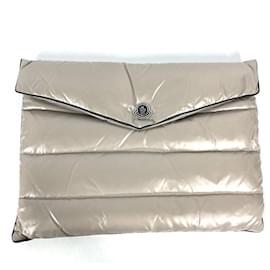 Moncler-Moncler Gray Cloth Clutch Bag-Brown