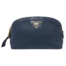 Prada-Prada Blaue Leder-Kosmetiktasche-Blau