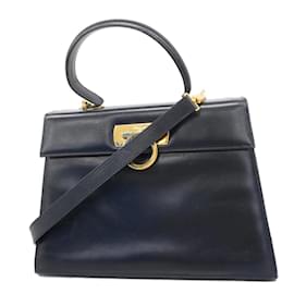 Salvatore Ferragamo-Borsa in pelle blu navy Salvatore Ferragamo-Blu navy