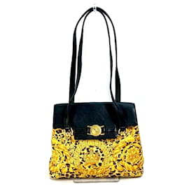 Versace-Bolsa de ombro com estampa de leopardo Versace-Amarelo