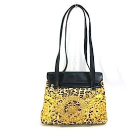 Versace-Bolsa de ombro com estampa de leopardo Versace-Amarelo