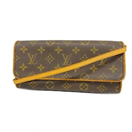 Louis Vuitton-Louis Vuitton Monogram Pochette Twin GM Schultertasche-Braun,Monogramm