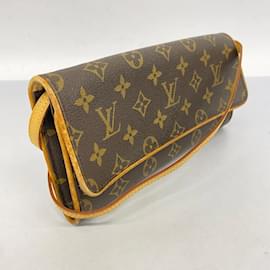 Louis Vuitton-Louis Vuitton Monogram Pochette Twin GM Schultertasche-Braun,Monogramm