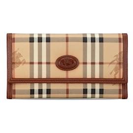 Burberry-Portafoglio tri-fold Burberry Nova Check Shadow Horse-Marrone,Beige