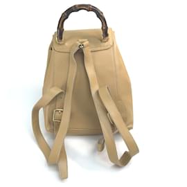 Gucci-Gucci Beige Leather Backpack-Beige