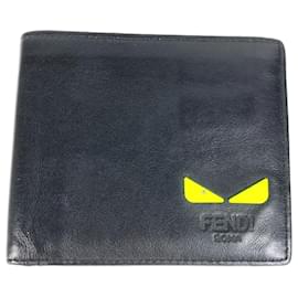 Fendi-Fendi Bi-Fold Leather Wallet-Black