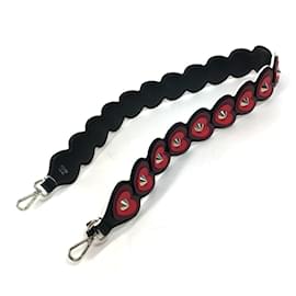 Fendi-Fendi Black and Red Heart Studs Shoulder Strap-Black