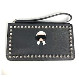 Fendi-Clutch in pelle nera Fendi-Nero