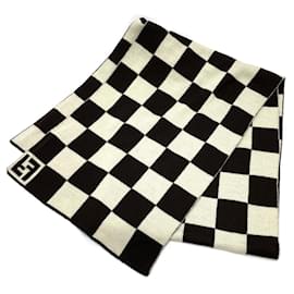 Fendi-Fendi FF Logo Gingham Check Stole-Brown